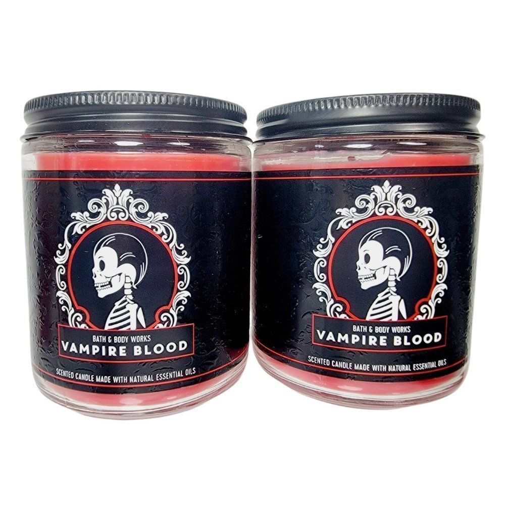 2 Bath & Body Works VAMPIRE BLOOD 2021 Halloween Single Wick 7oz Candles NEW